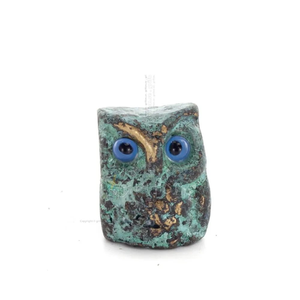 Uggla eller Glaucus: den heliga fågeln, symbol för visdom, försiktighet, mini 2,5x2cm helkroppsstaty Dekorativ brons Brons 1 - g