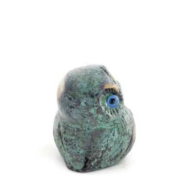 Uggla eller Glaucus: den heliga fÃ¥geln, symbol fÃ¶r visdom, fÃ¶rsiktighet, liten 4x3 cm helkroppsstaty Bronsdekoration Brons 4 - g