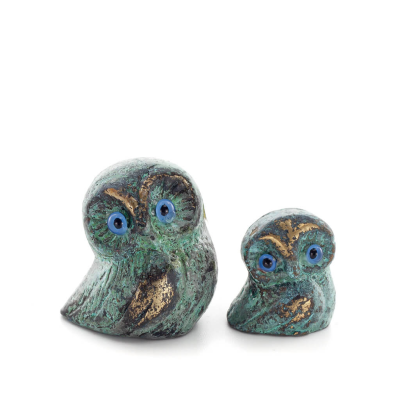 Uggla eller Glaucus: den heliga fÃ¥geln, symbol fÃ¶r visdom, fÃ¶rsiktighet, liten 4x3 cm helkroppsstaty Bronsdekoration Brons 6 - g