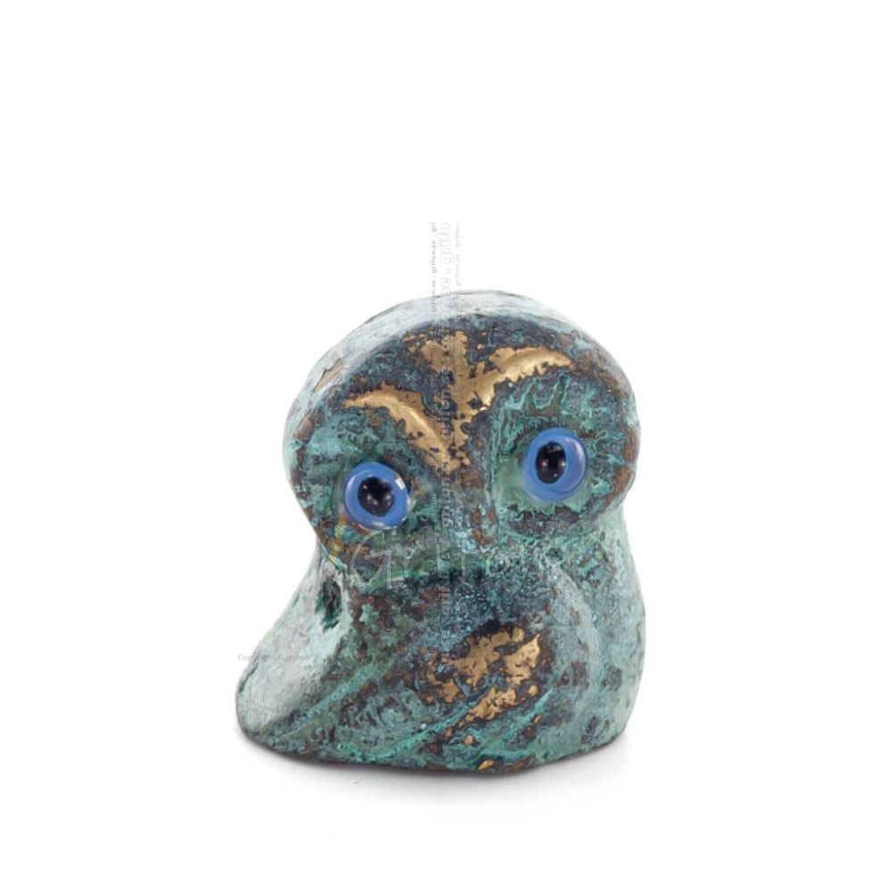 Uggla eller Glaucus: den heliga fågeln, symbol för visdom, försiktighet, mini 3x2,5 cm helkroppsstaty Bronsdekoration Brons 1 - Uggla eller Glaucus: den heliga fågeln, symbol för visdom, försiktighet, mini 3x2,5 cm helkroppsstaty Bronsdekoration Brons 1 -