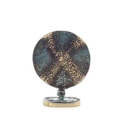 Phaistos Disc: The Unsolved Mystery, 8 cm bronsprydnad, minoisk civilisation, antikens Grekland Brons 1 - grifon.se 