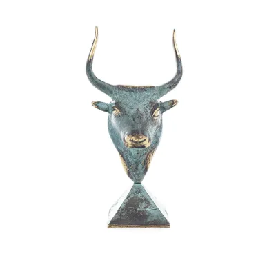 Minotaur: Drottning Pasiphaes son, tjurhuvud, tjurhuvud 20 cm byst, dekorativ staty, minoisk civilisation Brons 1 - grifon.se 