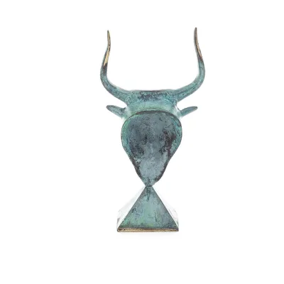Minotaur: Drottning Pasiphaes son, tjurhuvud, tjurhuvud 20 cm byst, dekorativ staty, minoisk civilisation Brons 4 - grifon.se 