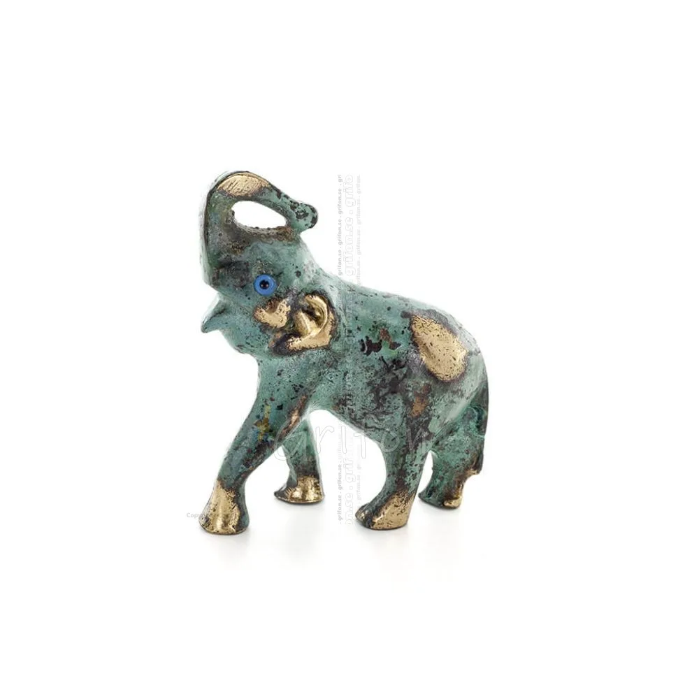 Elefant: symbol för styrka, skydd, visdom och lycka 9x8cm helkroppsstaty Brons Ornament Brons 1 - grifon.se 