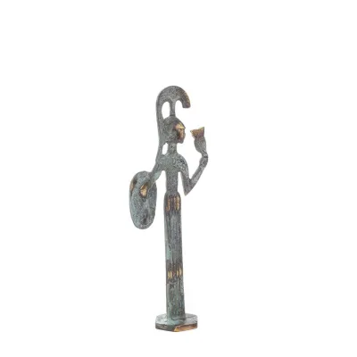 Athena eller Athana eller Athene: Vishetens gudinna med en hjälm, sköld & en uggla i handen 23 cm Helfigursstaty Brons Brons 3 -
