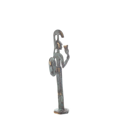 Athena or Athana or Athene: The goddess of wisdom with a helmet, shield & an owl in her hand 23 cm Full-body statue Bronze decor