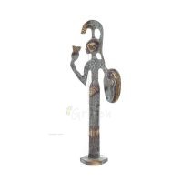 Athena or Athana or Athene: The goddess of wisdom with a helmet, shield & an owl in her hand 23 cm Full-body statue Bronze decor