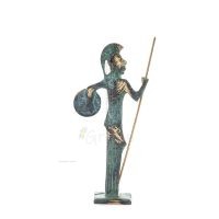 Athena or Athana or Athene: The goddess of wisdom 16cm with a spear, helmet, and shield with an owl Full-body statue Bronze Bron