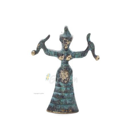 Snake Goddess, Fertility Goddess 8x6cm Full Body Statue Bronze Ornament, Ancient Greece Bronze 1 - grifon.se 