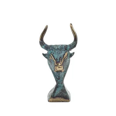 Minotaur: The Son of Queen Pasiphae, Bull Head, Bull Head 8cm Bust, Staty Brons Ornament, Minoan Era Brons 1 - grifon.se 