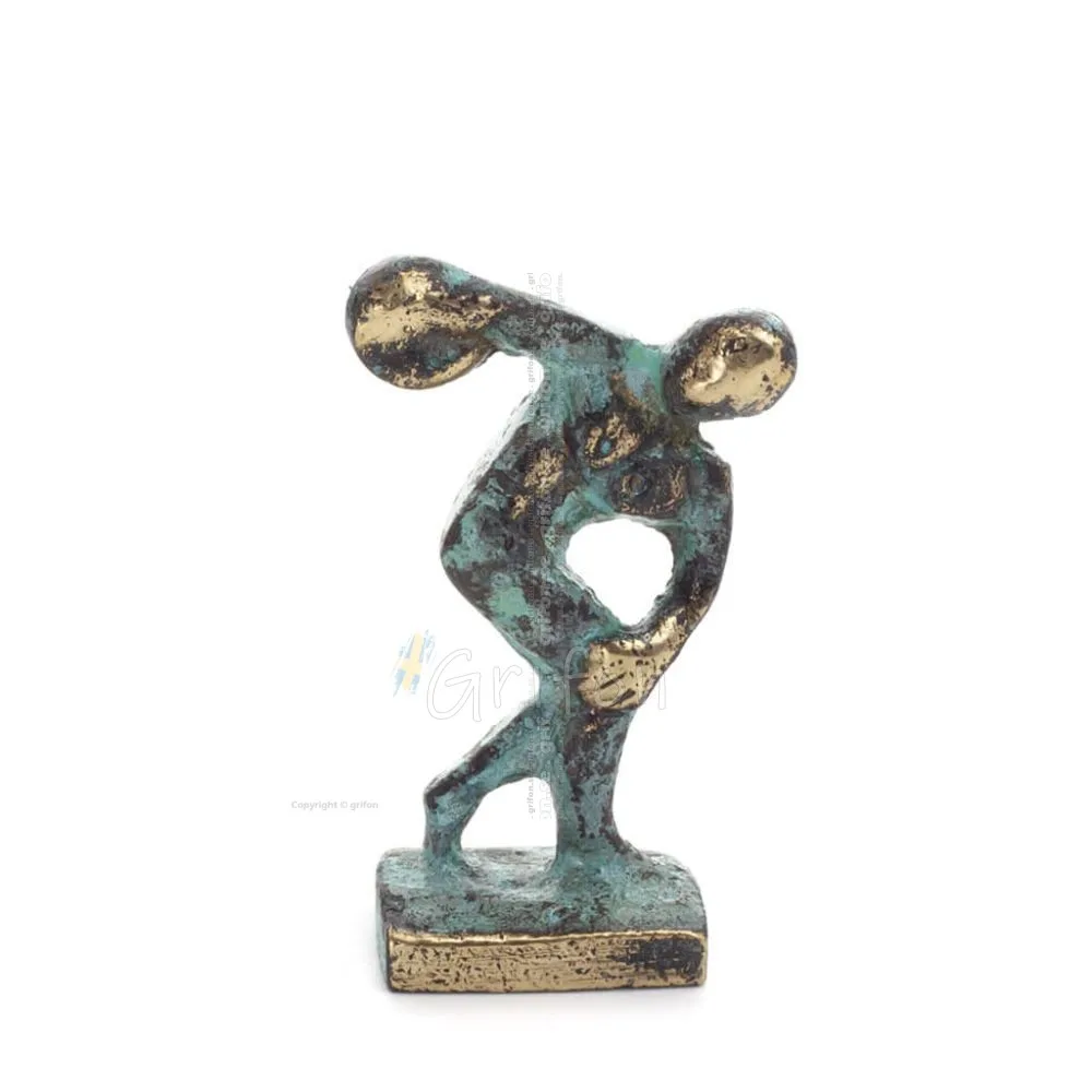 Discus Thrower of Myron: Ung idrottare, OS-symbol 5 cm helkroppsstaty bronsprydnad, antikens Grekland Brons 1 - grifon.se 