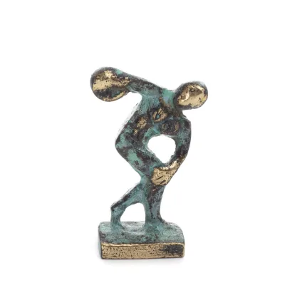 Discus Thrower of Myron: Ung idrottare, OS-symbol 5 cm helkroppsstaty bronsprydnad, antikens Grekland Brons 1 - grifon.se 