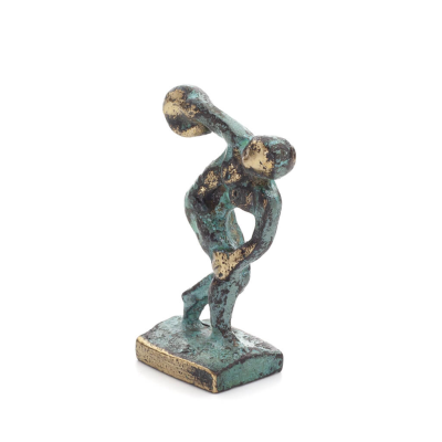 Discus Thrower of Myron: Ung idrottare, OS-symbol 5 cm helkroppsstaty bronsprydnad, antikens Grekland Brons 2 - grifon.se 