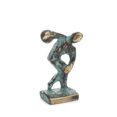 Discus Thrower of Myron: Ung idrottare, OS-symbol 5 cm helkroppsstaty bronsprydnad, antikens Grekland Brons 5 - grifon.se 