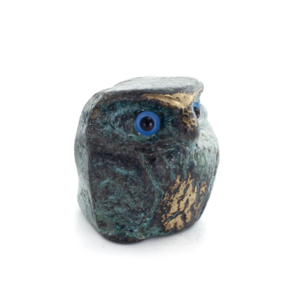 Uggla eller Glaucus: den heliga fågeln, symbol för visdom, försiktighet, mini 2,5x2,7cm helkroppsstaty Bronsdekoration Brons 5 -