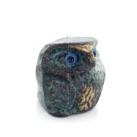 Uggla eller Glaucus: den heliga fågeln, symbol för visdom, försiktighet, mini 2,5x2,7cm helkroppsstaty Bronsdekoration Brons 5 -