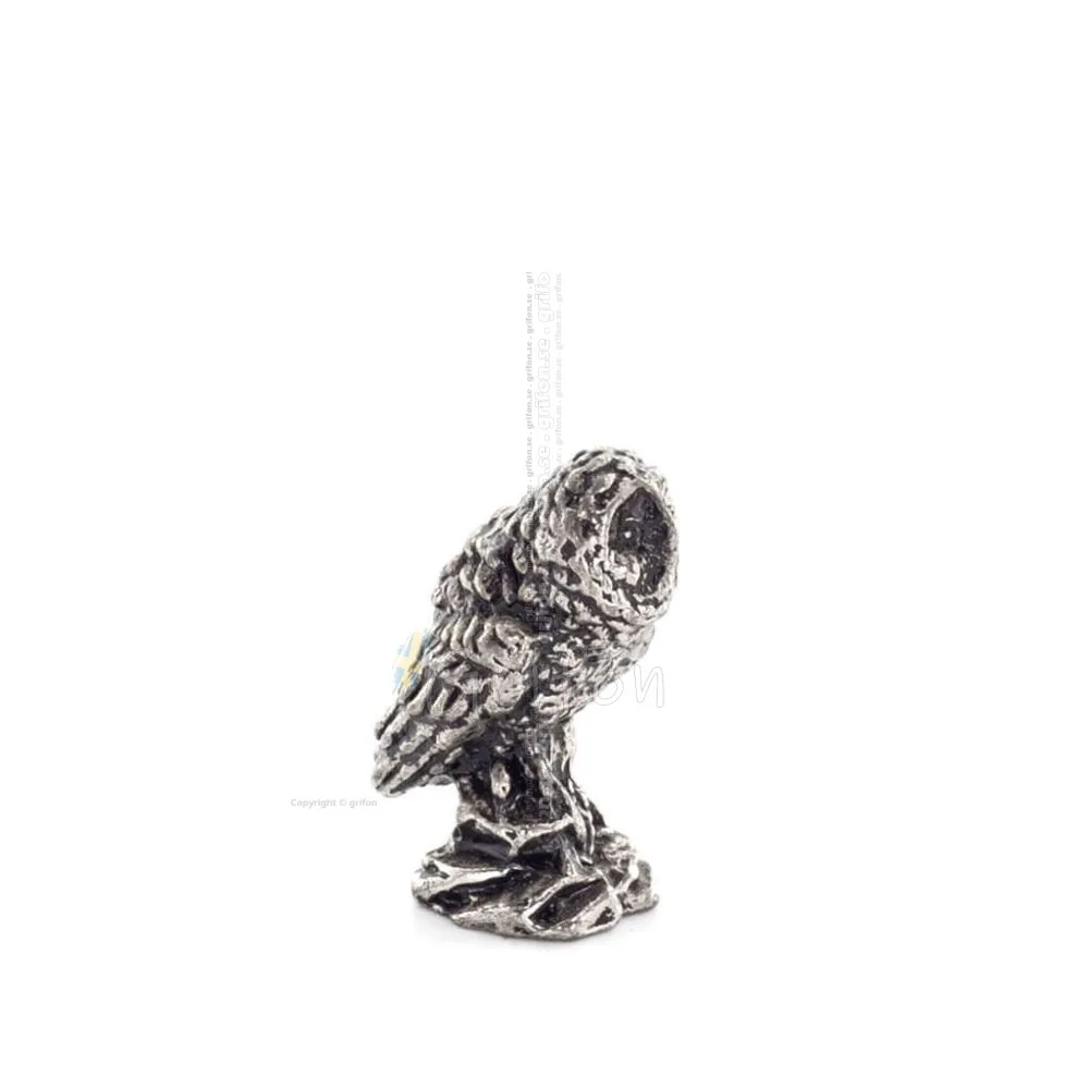 Uggla eller Glaucus: den heliga fågeln, symbol för visdom, försiktighet, 2,5x1,5 cm helkroppsstaty Bronsdekoration Brons 1 - gri