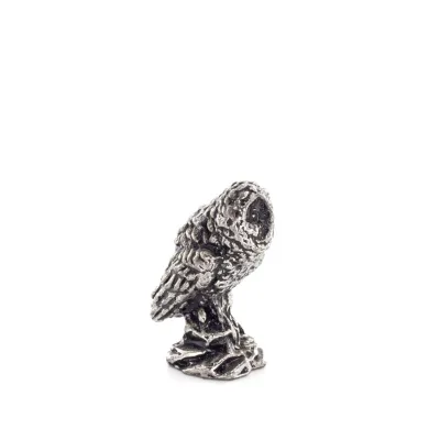 Uggla eller Glaucus: den heliga fågeln, symbol för visdom, försiktighet, 2,5x1,5 cm helkroppsstaty Bronsdekoration Brons 1 - gri