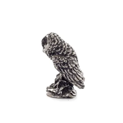 Uggla eller Glaucus: den heliga fågeln, symbol för visdom, försiktighet, 2,5x1,5 cm helkroppsstaty Bronsdekoration Brons 4 - gri