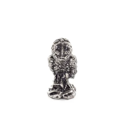Uggla eller Glaucus: den heliga fågeln, symbol för visdom, försiktighet, 2,5x1,5 cm helkroppsstaty Bronsdekoration Brons 5 - gri