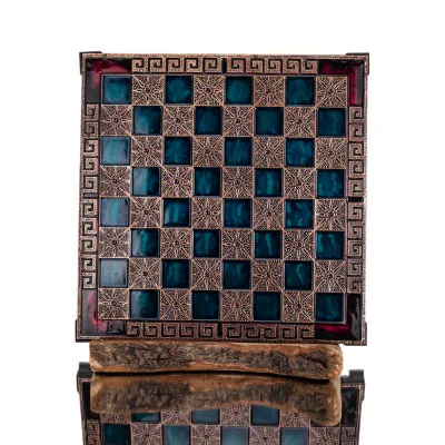 Chess board copper enamel 28x28cm meander Vergina, Chess, board game Backgammon, Chess 1 - grifon.se 