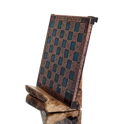 Schackbräde kopparemalj 28x28cm meander Vergina, Schack, brädspel Backgammon, Schack 2 - grifon.se 