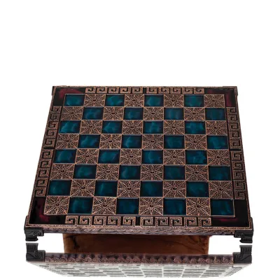 Schackbräde kopparemalj 28x28cm meander Vergina, Schack, brädspel Backgammon, Schack 5 - grifon.se 