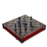 Schackbräde kopparemalj 28x28cm meander Vergina, Schack, brädspel Backgammon, Schack 7 - grifon.se 