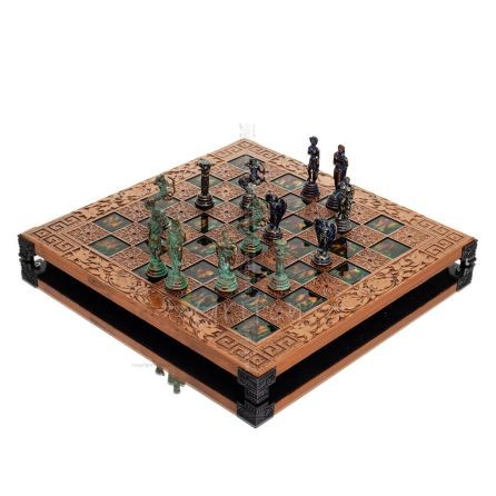 Schackbräde kopparemalj 30x30cm meanderblomma, Schack, brädspel Backgammon, Schack 1 - grifon.se