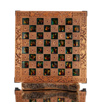 Schackbräde kopparemalj 30x30cm meanderblomma, Schack, brädspel Backgammon, Schack 2 - grifon.se 