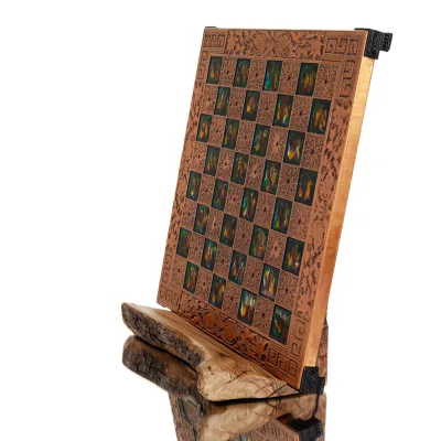 Schackbräde kopparemalj 30x30cm meanderblomma, Schack, brädspel Backgammon, Schack 3 - grifon.se 