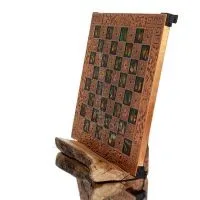 Schackbräde kopparemalj 30x30cm meanderblomma, Schack, brädspel Backgammon, Schack 3 - grifon.se 