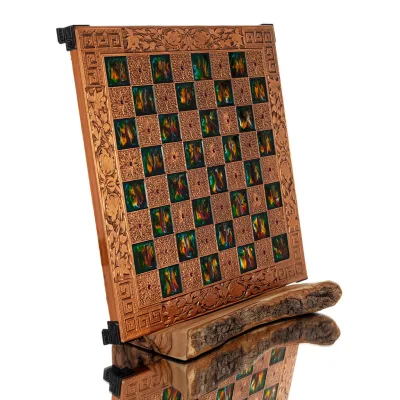 Schackbräde kopparemalj 30x30cm meanderblomma, Schack, brädspel Backgammon, Schack 5 - grifon.se 