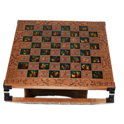Schackbräde kopparemalj 30x30cm meanderblomma, Schack, brädspel Backgammon, Schack 6 - grifon.se 