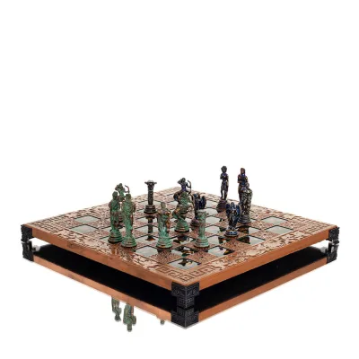 Schackbräde kopparemalj 30x30cm meanderblomma, Schack, brädspel Backgammon, Schack 7 - grifon.se 
