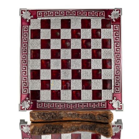Schackbräde kopparemalj 30x30cm meander acrokeramo, Schack, brädspel Backgammon, Schack 1 - grifon.se