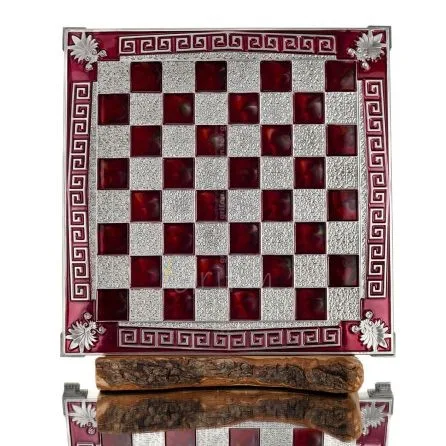 Schackbräde kopparemalj 30x30cm meander acrokeramo, Schack, brädspel Backgammon, Schack 1 - grifon.se 