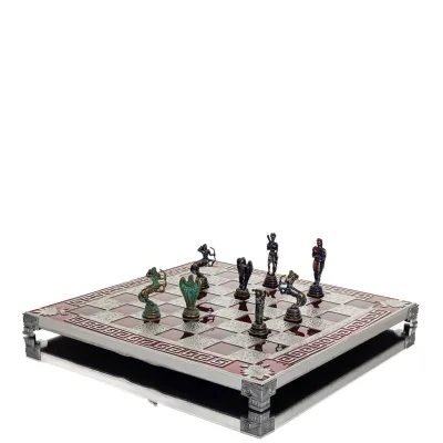 Schackbräde kopparemalj 30x30cm meander acrokeramo, Schack, brädspel Backgammon, Schack 6 - grifon.se 