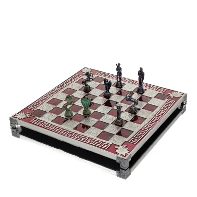Schackbräde kopparemalj 30x30cm meander acrokeramo, Schack, brädspel Backgammon, Schack 7 - grifon.se 