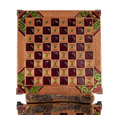 Brons emalj schackbräde 30x30cm Kolumn, kolumn, Schack, brädspel Backgammon, Schack 2 - grifon.se 