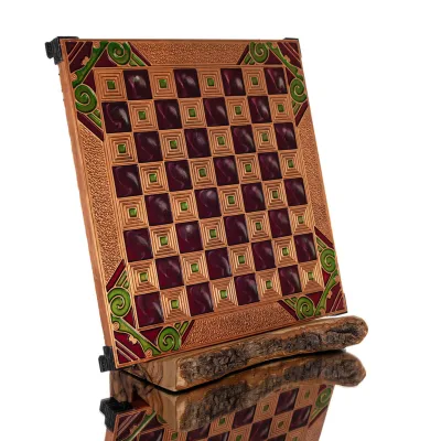 Brons emalj schackbräde 30x30cm Kolumn, kolumn, Schack, brädspel Backgammon, Schack 4 - grifon.se 