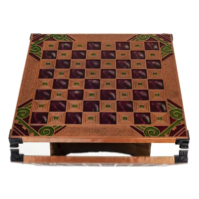 Brons emalj schackbräde 30x30cm Kolumn, kolumn, Schack, brädspel Backgammon, Schack 5 - grifon.se 