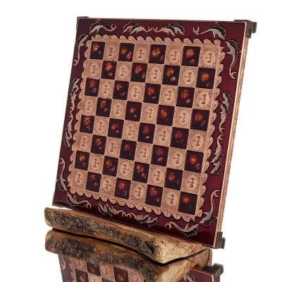 Brons emalj schackbräde 30x30cm Kolumn, kolumn, Schack, brädspel Backgammon, Schack 2 - grifon.se 