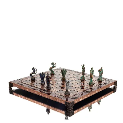 Brons emalj schackbräde 30x30cm Kolumn, kolumn, Schack, brädspel Backgammon, Schack 6 - grifon.se 