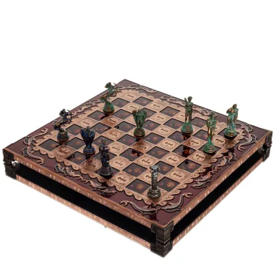 Brons emalj schackbräde 30x30cm Kolumn, kolumn, Schack, brädspel Backgammon, Schack 7 - grifon.se 