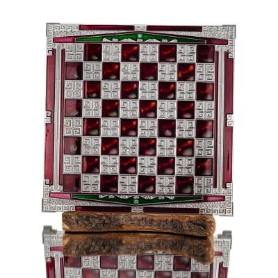 Brons emalj schackbräde 30x30cm Kolumn, kolumn, Schack, brädspel Backgammon, Schack 2 - grifon.se 
