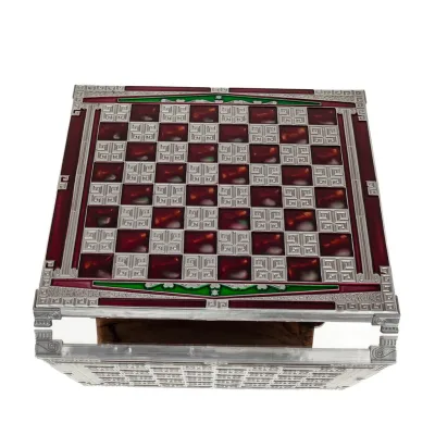 Brons emalj schackbräde 30x30cm Kolumn, kolumn, Schack, brädspel Backgammon, Schack 5 - grifon.se 