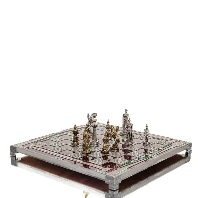 Brons emalj schackbräde 30x30cm Kolumn, kolumn, Schack, brädspel Backgammon, Schack 6 - grifon.se 