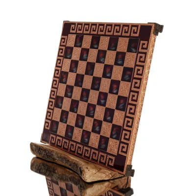 Schackbräde kopparemalj 30x30cm Meander, Schack, brädspel Backgammon, Schack 1 - grifon.se 