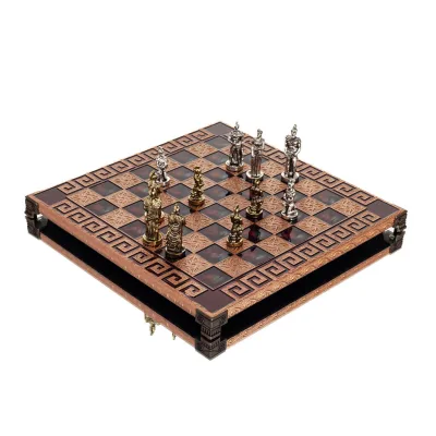 Schackbräde kopparemalj 30x30cm Meander, Schack, brädspel Backgammon, Schack 7 - grifon.se 